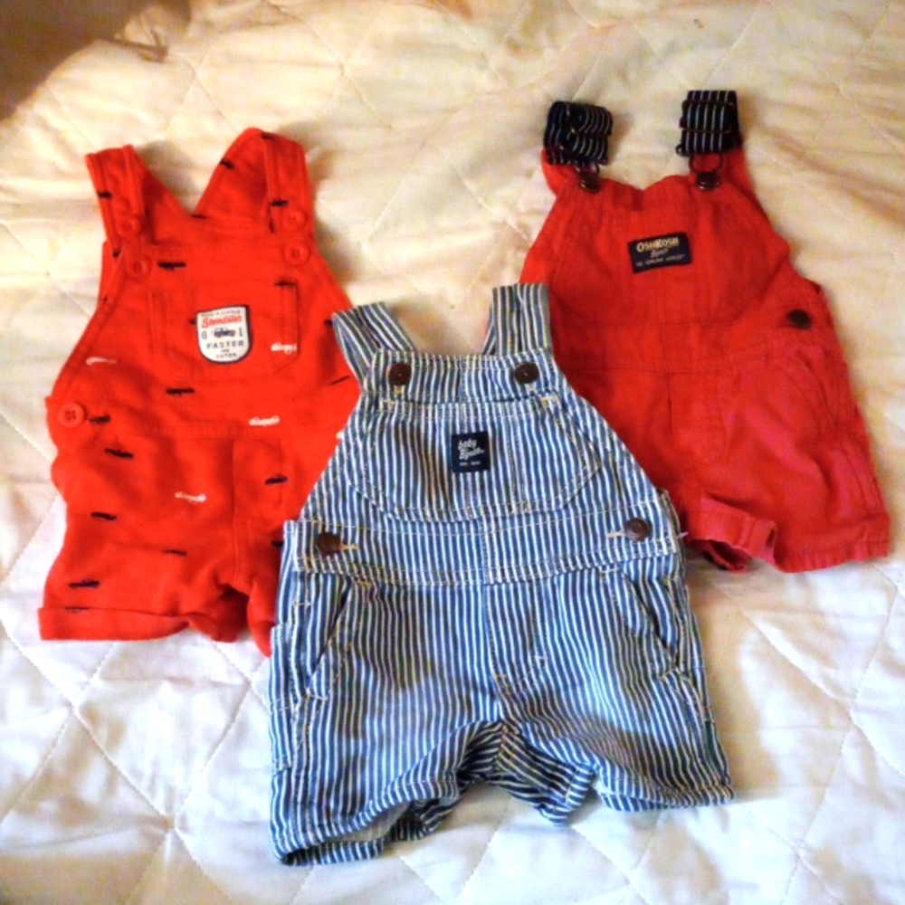 Bundle of 3 infant boy overall shorts 3 month